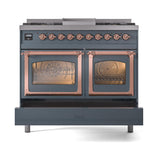 ILVE UND40FNMPBGPLP Nostalgie II Noblesse 40 inch Dual Fuel Range (Liquid Propane, Triple Glass Door, Blue Grey, Copper)