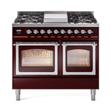 ILVE UND40FNMPBUCLP Nostalgie II Noblesse 40 inch Dual Fuel Range (Liquid Propane, Triple Glass Door, Burgundy, Chrome)