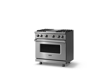 36"W. Sealed Burner Gas Range (Burner: 4g, Finish: Stainless Steel, Trim: Polished Chrome, Fuel: Natural Gas)