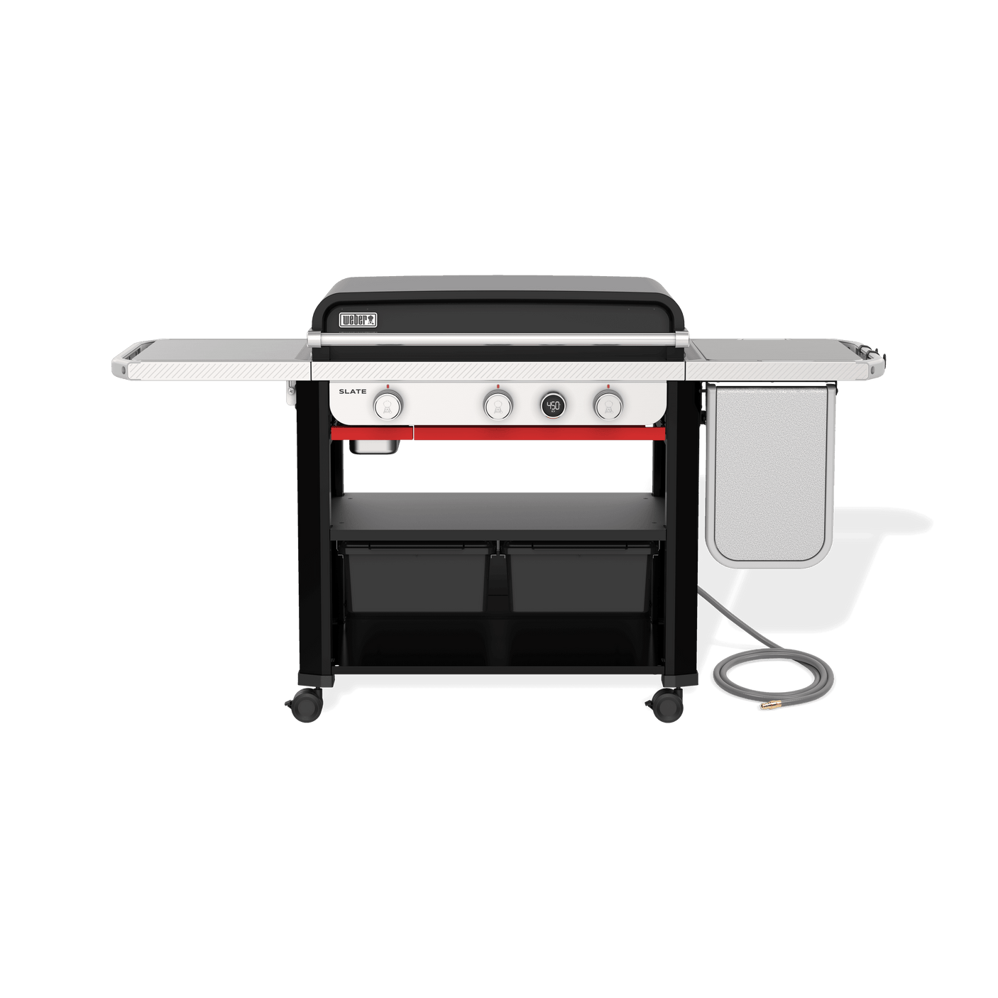 Slate® 30" Rust-Resistant Griddle with Extendable Side Table (Natural Gas) - Black