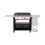 Slate® 30" Rust-Resistant Griddle with Extendable Side Table (Natural Gas) - Black