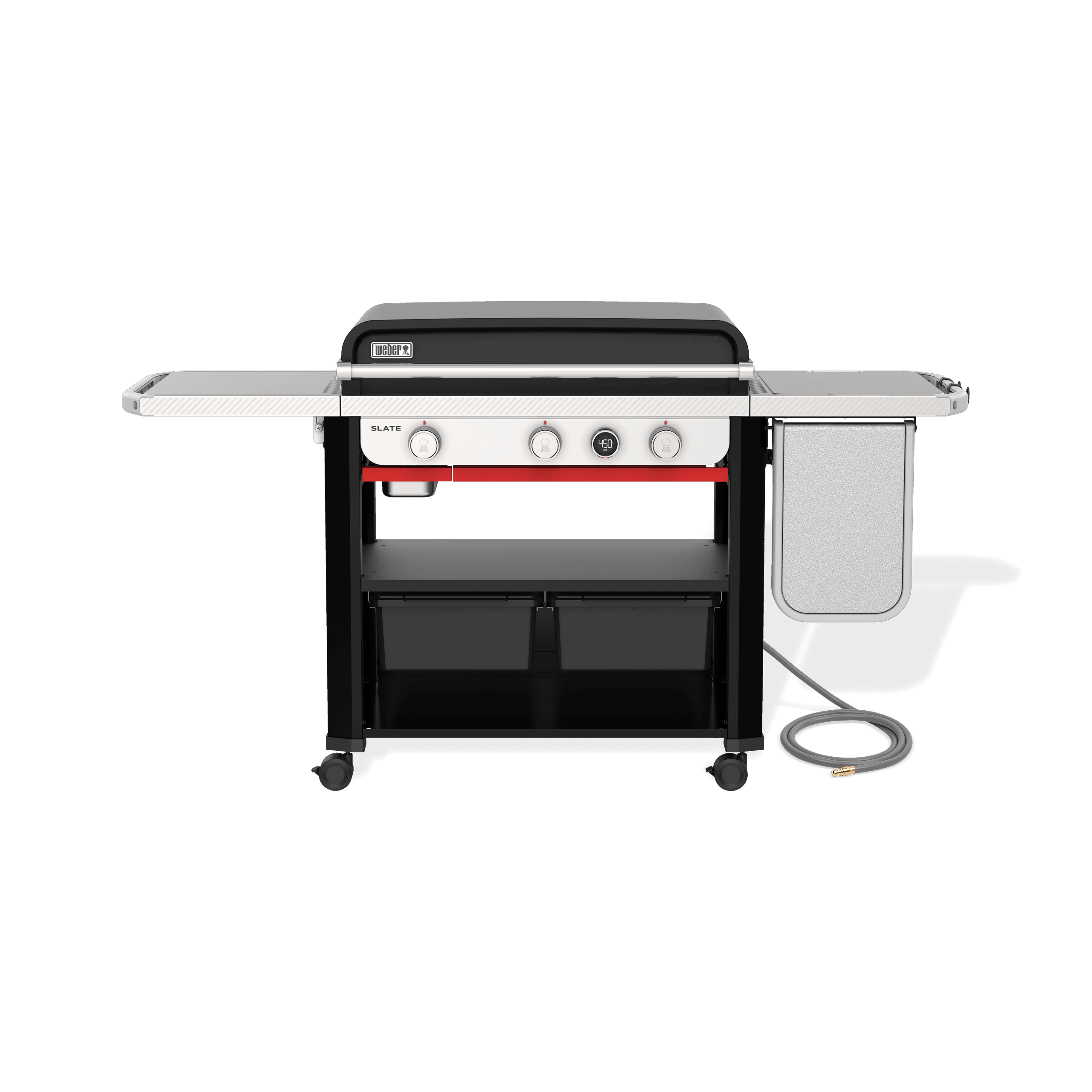 Slate® 30" Rust-Resistant Griddle with Extendable Side Table (Natural Gas) - Black