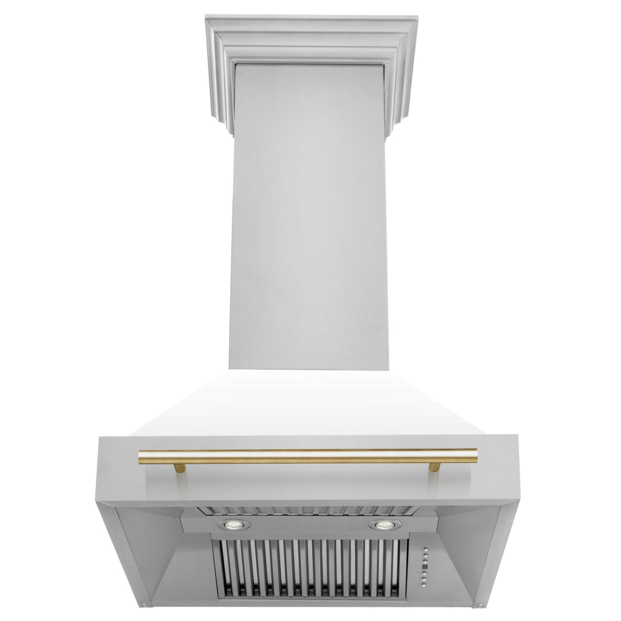 ZLINE 30 in. Autograph Edition Stainless Steel Range Hood with White Matte Shell and Accents (8654STZ-WM30) [Color: Gold]