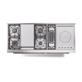 ILVE UN60FSQNMPMBP Nostalgie II Noblesse 60 inch Dual Fuel Range (7 Sealed Burners + Griddle + French Top, Natural Gas, Solid Door, Midnight Blue, Copper)