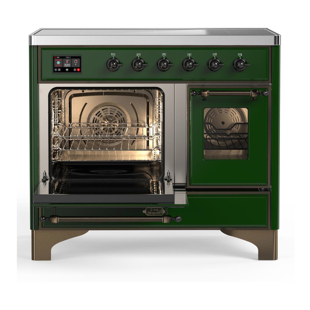 ILVE UMDIB40NR3EGB Majestic III 40 inch Induction Range with 6 Elements, 3.82 cu. ft. Total Oven Capacity (Triple Glass Door, Emerald Green, Burnished)