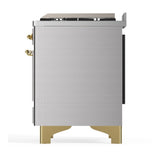 ILVE UM48FQNR3SSGLP Majestic III 48 inch Dual Fuel Range with 8 Burners and Griddle, Dual Function Burner up to 25,000 BTU (Liquid Propane, Solid Door, Stainless Steel, Brass)