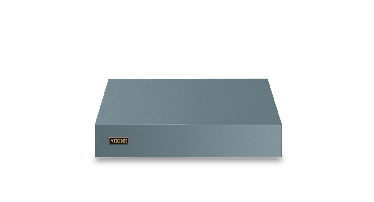 30"W. 12"H. Wall Hood + Ventilator (Finish: November Sky, Trim: Brushed Brass)