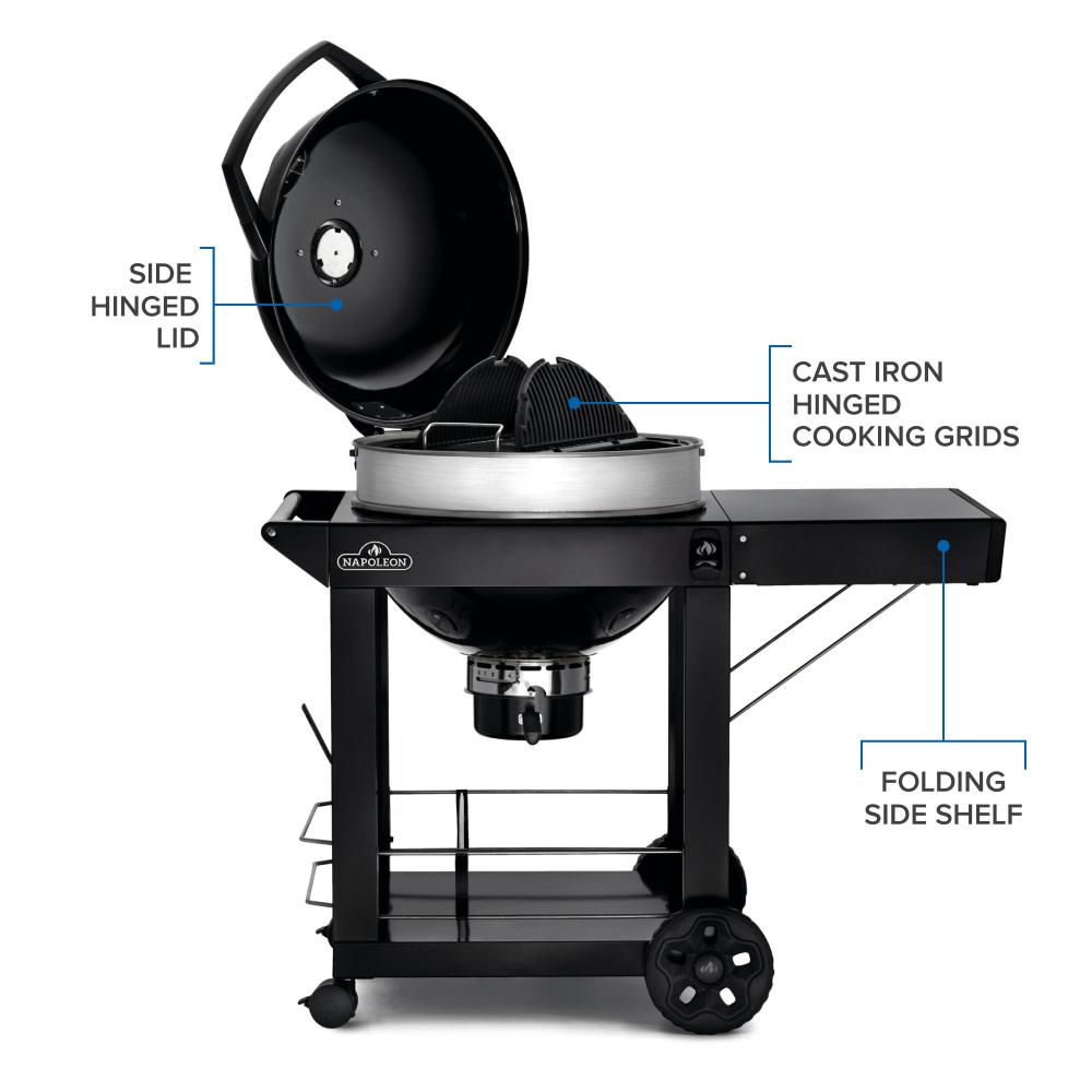 Professional 22 Charcoal Cart 22-inch Kettle Grill with Cart , Charcoal, Black