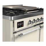 ILVE UMD40FQNR3AWCLP Majestic III 40 inch Dual Fuel Range with 6 Burners and Griddle, Dual Function Burner up to 25,000 BTU (Liquid Propane, Solid Door, Antique White, Chrome)