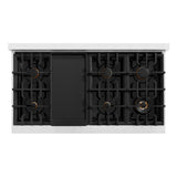 ZLINE Autograph Edition 48 in. 6.7 cu. ft. Classic Double Oven Dual Fuel Range with 8 Burner Gas Cooktop in DuraSnow' Stainless Steel with Black Matte Doors and Polished Gold Accents (CDRSZ-BLM-48-G)