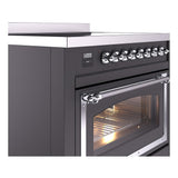 ILVE UNI366NMPMGC Nostalgie II Noblesse 36 inch Induction Range (Triple Glass Door, Graphite Matte, Chrome)