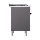 ILVE UN36FQNMPMGB Nostalgie II Noblesse 36 inch Dual Fuel Range (Natural Gas, Solid Door, Graphite Matte, Burnished)