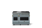 48"W. Dual Fuel Range (Burner: 6g, Finish: November Sky, Trim: Brushed Brass, Fuel: Propane)