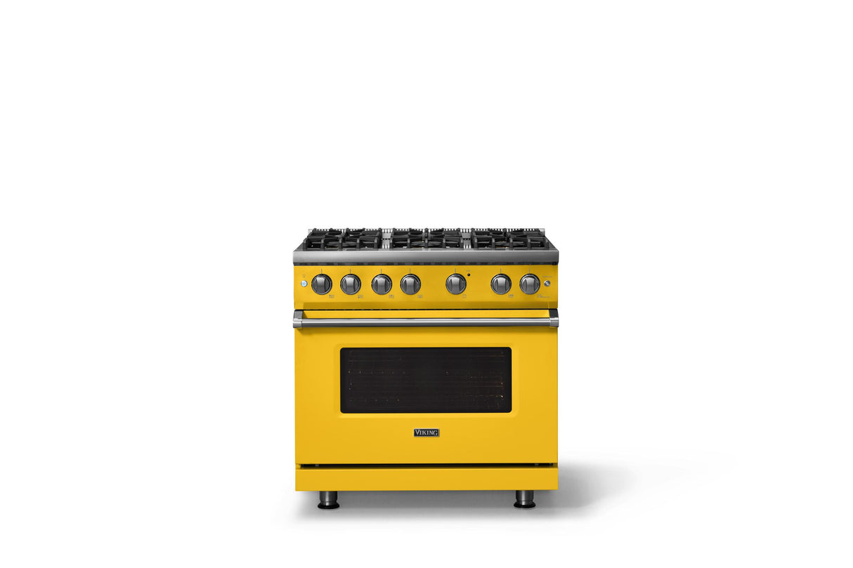 36"W. Sealed Burner Gas Range (Burner: 6b, Finish: Daffodil, Trim: Polished Chrome, Fuel: Natural Gas)