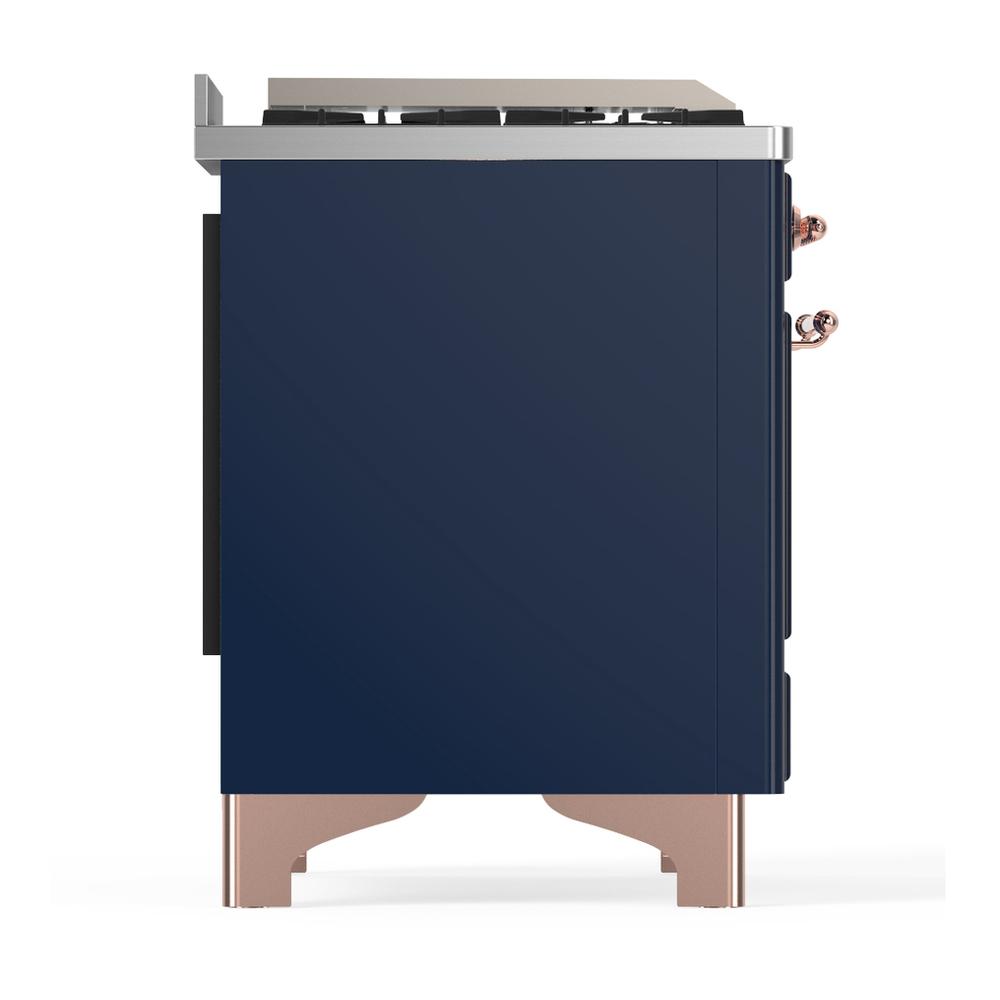 ILVE UMD40FQNR3MBP Majestic III 40 inch Dual Fuel Range with 6 Burners and Griddle, Dual Function Burner up to 25,000 BTU (Natural Gas, Solid Door, Midnight Blue, Copper)