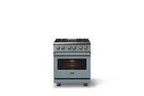 30"W. Dual Fuel Range (Finish: November Sky, Trim: Brushed Brass, Fuel: Propane)