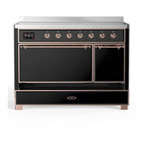 ILVE UMIB48QNR3BKP Majestic III 48 inch Induction Range with 6 Elements, 5.02 cu. ft. Total Oven Capacity (Solid Door, Glossy Black, Copper)