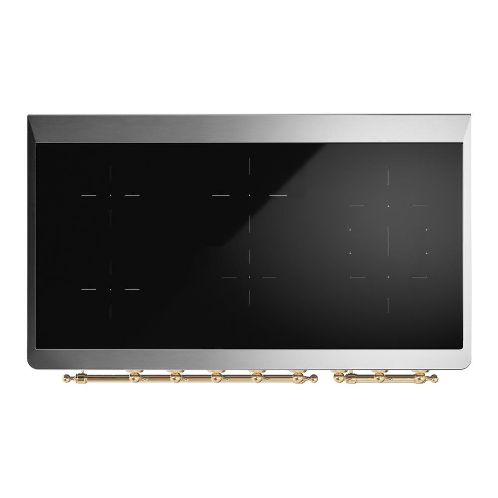 ILVE UMIB48NR3BUG Majestic III 48 inch Induction Range with 6 Elements, 5.02 cu. ft. Total Oven Capacity (Triple Glass Door, Burgundy, Brass)