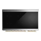ILVE UMIB48NR3BUG Majestic III 48 inch Induction Range with 6 Elements, 5.02 cu. ft. Total Oven Capacity (Triple Glass Door, Burgundy, Brass)