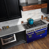 ZLINE 48 in. DuraSnow Stainless Steel 6.0 cu.ft. 7 Gas Burner/Electric Oven Range with Color Door Options (RAS-SN-48) [Color: Blue Matte]