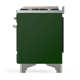 ILVE UMD40FQNR3EGC Majestic III 40 inch Dual Fuel Range with 6 Burners and Griddle, Dual Function Burner up to 25,000 BTU (Natural Gas, Solid Door, Emerald Green, Chrome)
