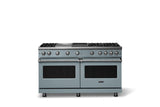 60"W. Sealed Burner Gas Range (Finish: November Sky, Trim: Polished Chrome, Fuel: Natural Gas)