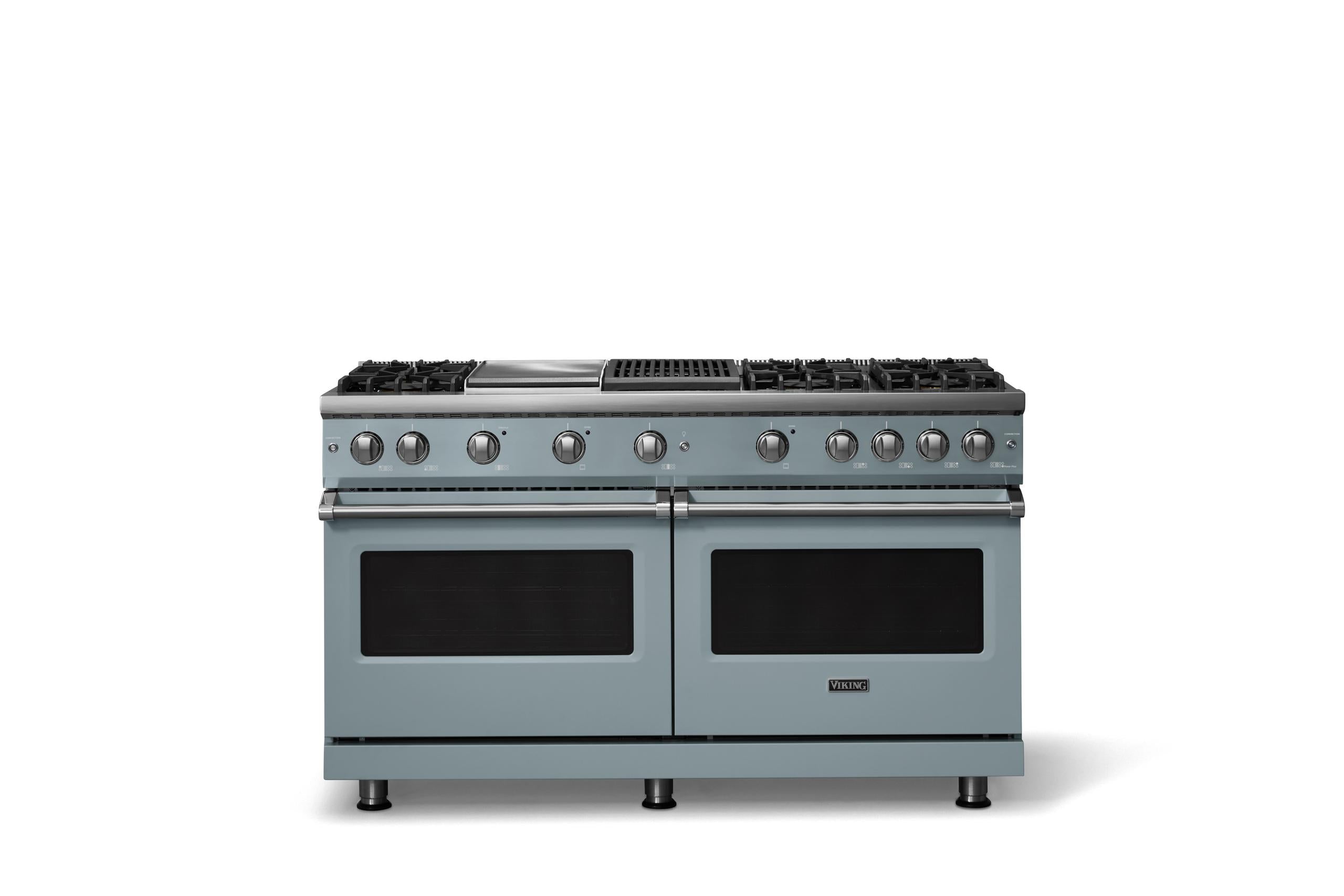 60"W. Sealed Burner Gas Range (Finish: November Sky, Trim: Polished Chrome, Fuel: Natural Gas)