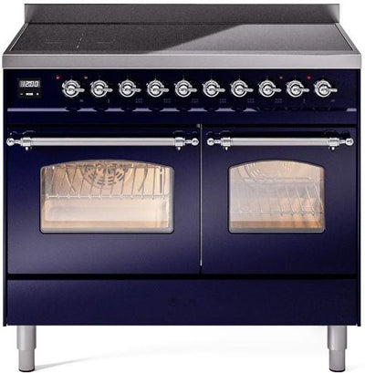 Nostalgie II 40 Inch Electric Freestanding Range in Blue with Chrome Trim