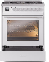 Professional Plus II 30 Inch Dual Fuel Natural Gas Freestanding Range in White with Trim