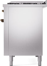 Nostalgie II 48 Inch Dual Fuel Natural Gas Freestanding Range in Stainless Steel with Bronze Trim