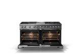 60"W.Dual Fuel Range (Finish: Stainless Steel, Trim: Polished Chrome, Fuel: Natural Gas)