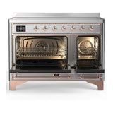 ILVE UMIB48QNR3SSP Majestic III 48 inch Induction Range with 6 Elements, 5.02 cu. ft. Total Oven Capacity (Solid Door, Stainless Steel, Copper)