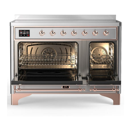 ILVE UMIB48QNR3SSP Majestic III 48 inch Induction Range with 6 Elements, 5.02 cu. ft. Total Oven Capacity (Solid Door, Stainless Steel, Copper)