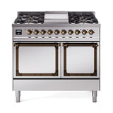 ILVE UND40FQNMPSSBLP Nostalgie II Noblesse 40 inch Dual Fuel Range (Liquid Propane, Solid Door, Stainless Steel, Burnished)