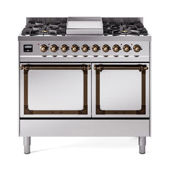 ILVE UND40FQNMPSSBLP Nostalgie II Noblesse 40 inch Dual Fuel Range (Liquid Propane, Solid Door, Stainless Steel, Burnished)