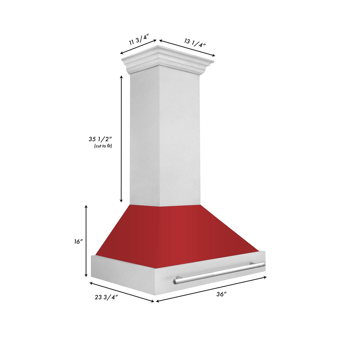 ZLINE 36 in. DuraSnow Stainless Steel Range Hood with DuraSnow Shell (8654SNX-36) [Color: Red Matte]
