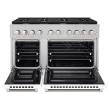 ZLINE 48 in. 6.7 cu. ft. 8 Burner Double Oven Gas Range in DuraSnow' Stainless Steel with White Matte Doors (SGRS-WM-48)