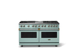 60"W.Dual Fuel Range (Finish: Splash, Trim: Brushed Brass, Fuel: Propane)