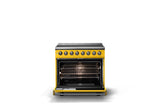 36"W. Induction Range (Finish: Daffodil, Trim: Brushed Brass)