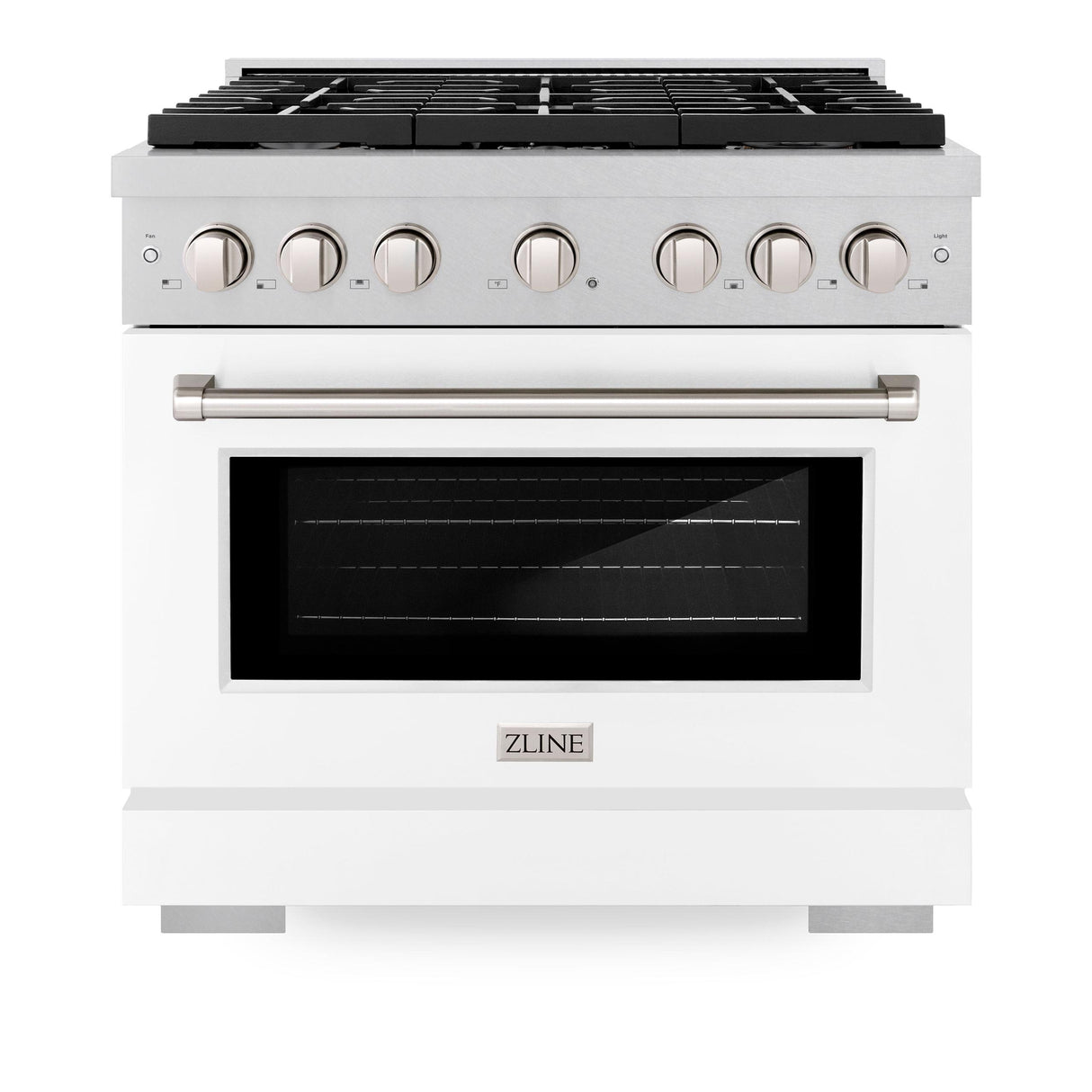 ZLINE 36 in. 5.2 cu. ft. 6 Burner Gas Range with Convection Gas Oven in DuraSnow' Stainless Steel with White Matte Door (SGRS-WM-36)