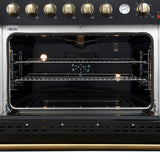 Marco 36-Inch Gas Range Black & Antique Brass Design, 6 Burners 67,000 BTU, 5.36 cu.ft. Convection Oven