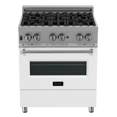 ZLINE 30 in. 4.0 cu. ft. Dual Fuel Range with Gas Stove and Electric Oven in All DuraSnow Stainless Steel with Color Door Options (RAS-SN-30) [Color: White Matte]