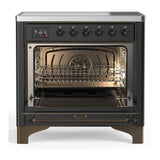 ILVE UMIB36NR3MGB Majestic III 36 inch Induction Range with 6 Elements, 3.5 cu. ft. Total Oven Capacity (Triple Glass Door, Graphite Matte, Burnished)