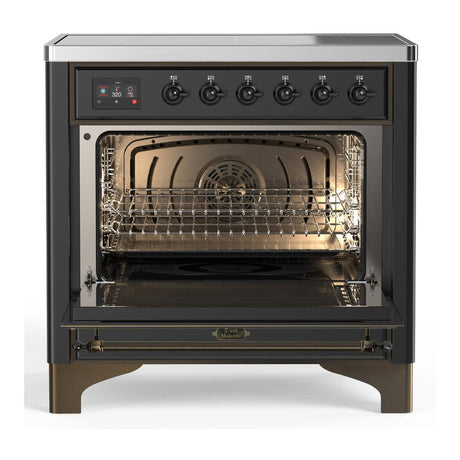 ILVE UMIB36NR3MGB Majestic III 36 inch Induction Range with 6 Elements, 3.5 cu. ft. Total Oven Capacity (Triple Glass Door, Graphite Matte, Burnished)
