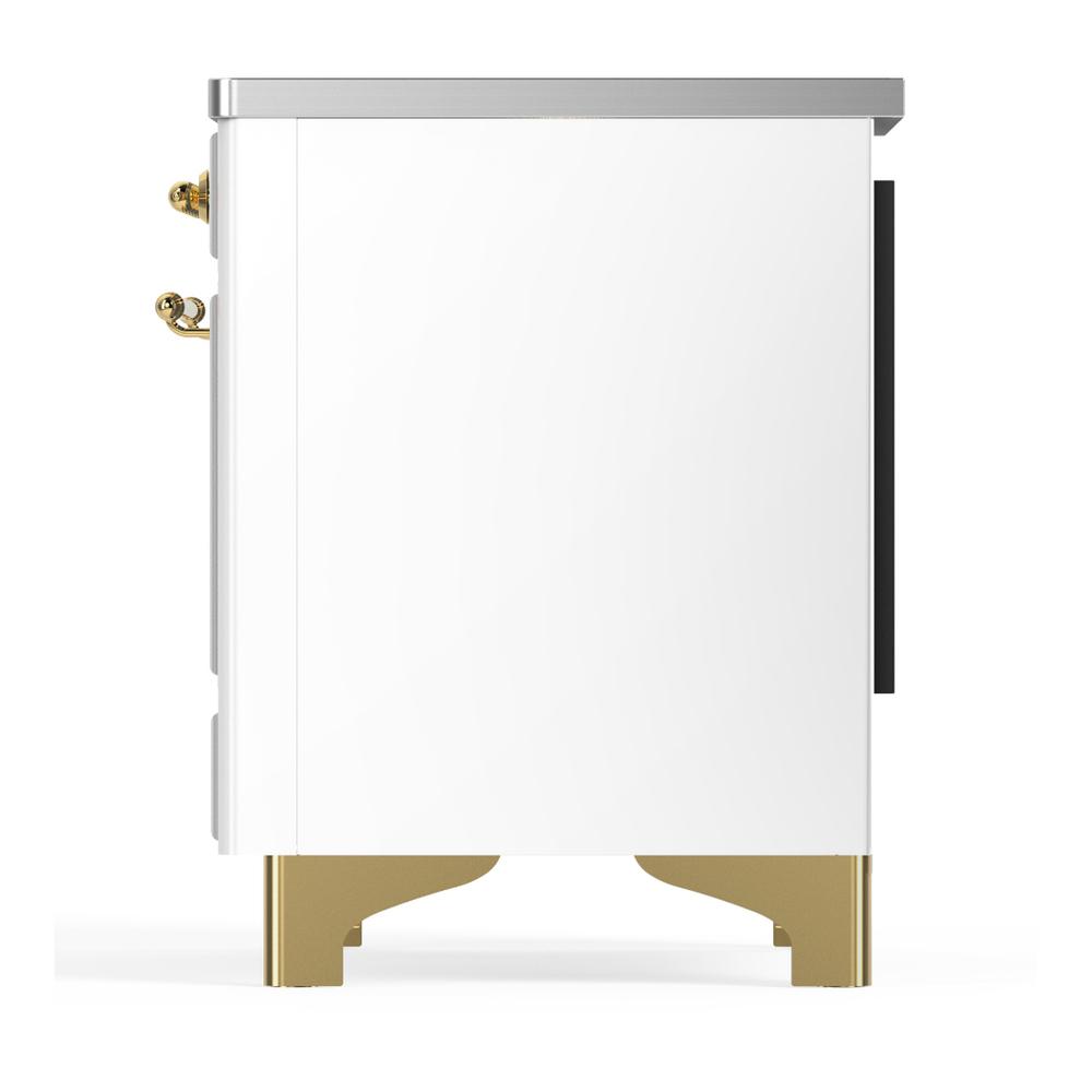 ILVE UMDIB40NR3WHG Majestic III 40 inch Induction Range with 6 Elements, 3.82 cu. ft. Total Oven Capacity (Triple Glass Door, White, Brass)