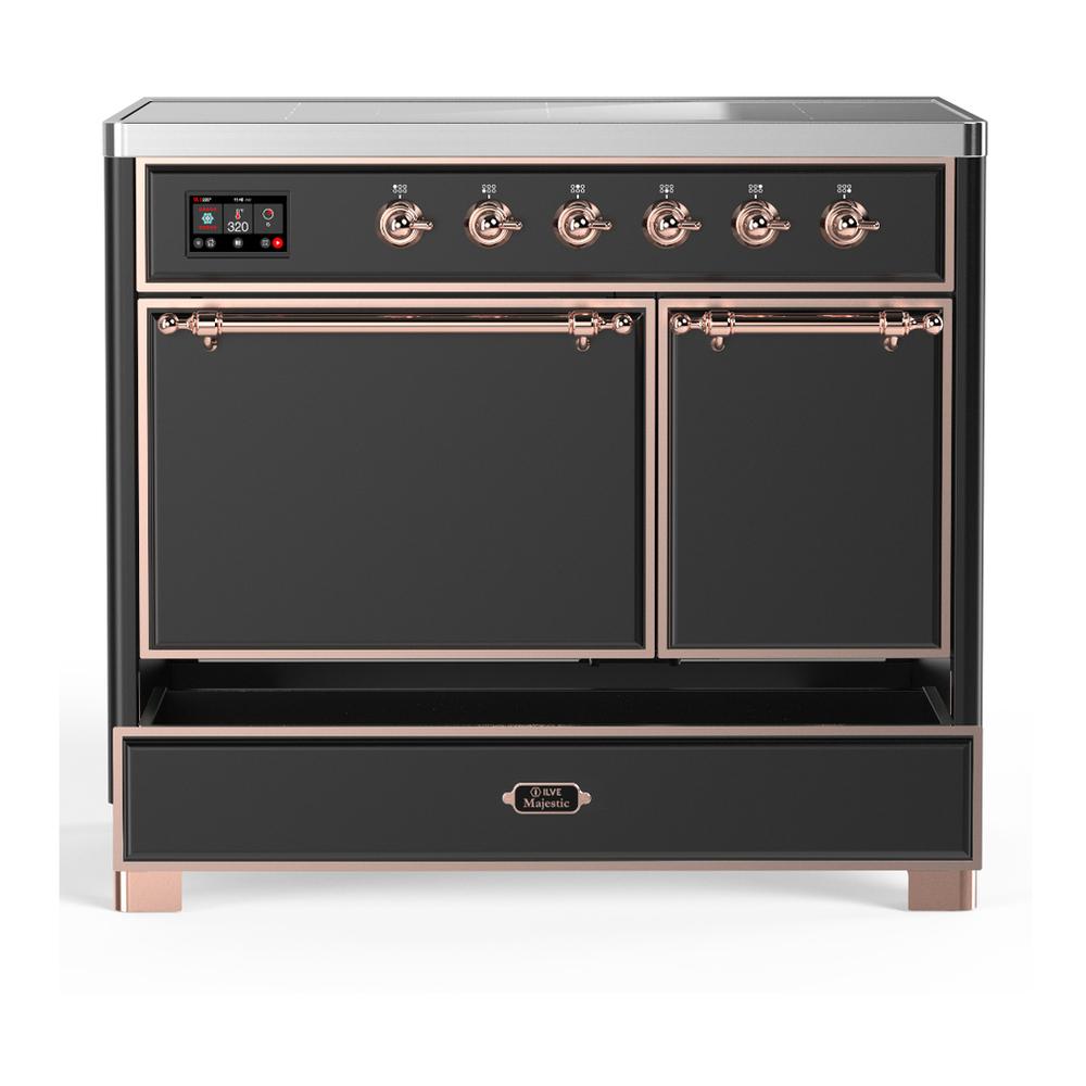 ILVE UMDIB40QNR3MGP Majestic III 40 inch Induction Range with 6 Elements, 3.82 cu. ft. Total Oven Capacity (Solid Door, Graphite Matte, Copper)