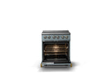 30"W. Electric Range (Finish: November Sky, Trim: Brushed Brass)