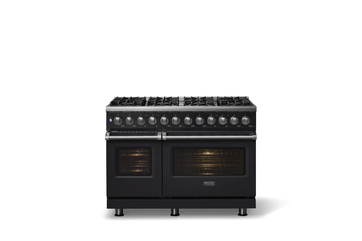 48"W. Dual Fuel Range (Burner: 8b, Finish: Onyx, Trim: Polished Chrome, Fuel: Natural Gas)