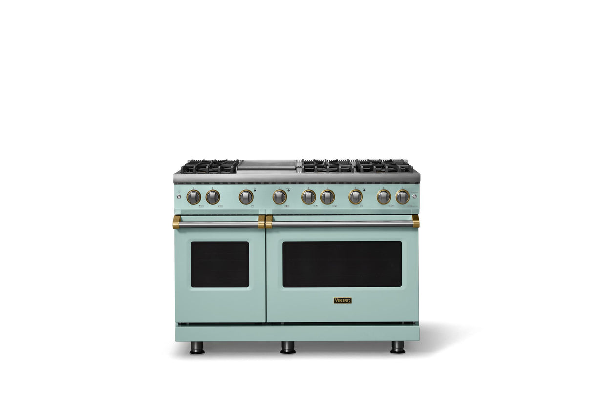 48"W. Sealed Burner Gas Range (Burner: 6g, Finish: Splash, Trim: Brushed Brass, Fuel: Natural Gas)