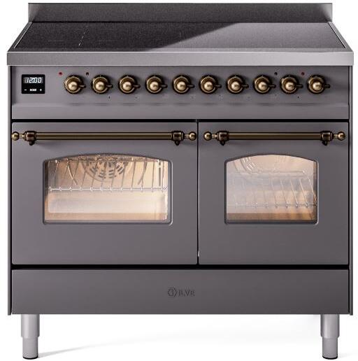Nostalgie II 40 Inch Electric Freestanding Range in Matte Graphite with Bronze Trim